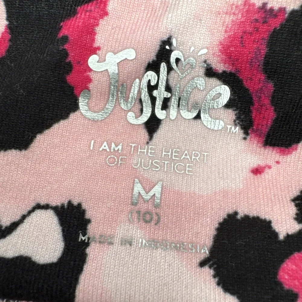Justice Girls Ankle Leggings Butterfly High‎ Waist Size M Medium 10 Pink Leopard